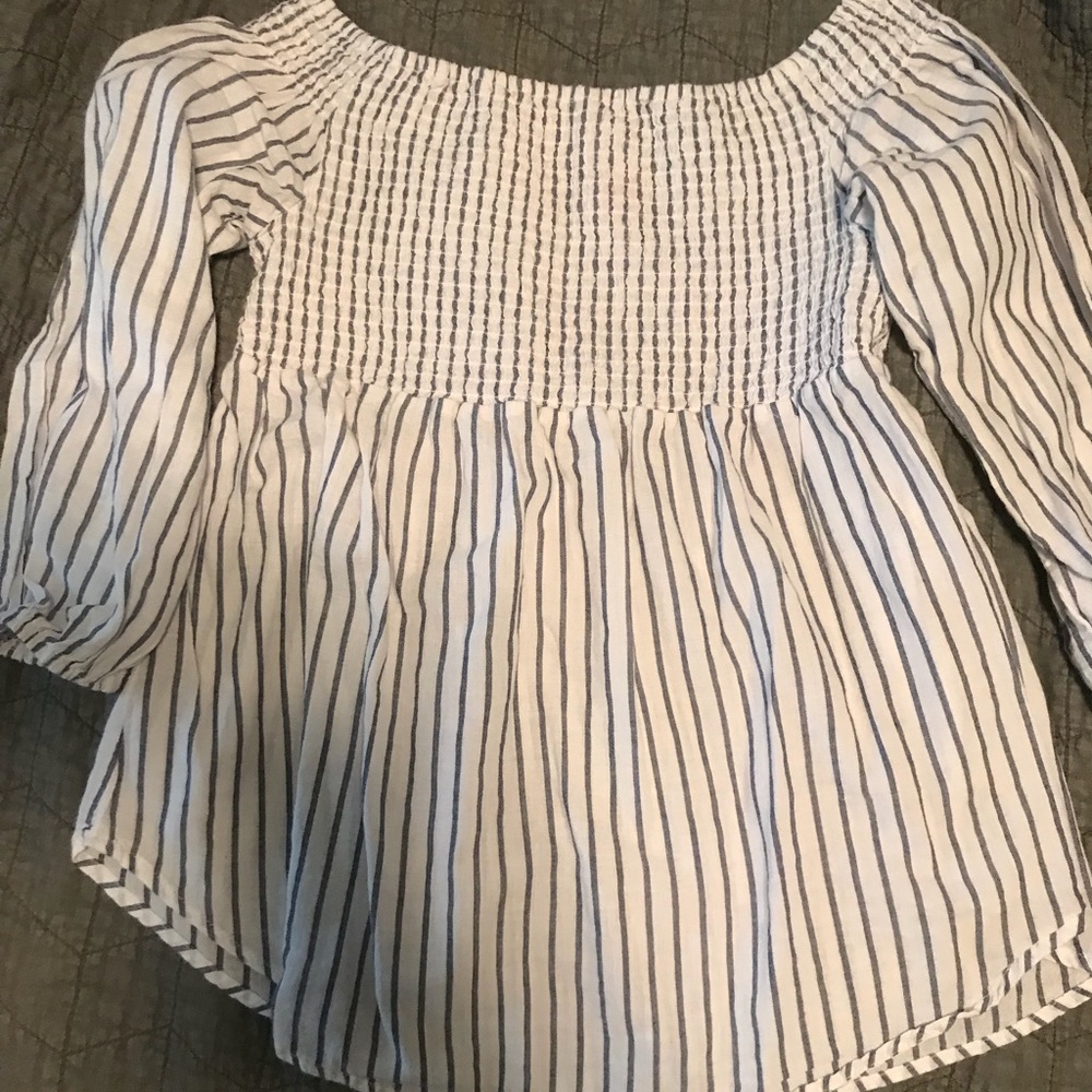 Striped off shoulder boho blouse